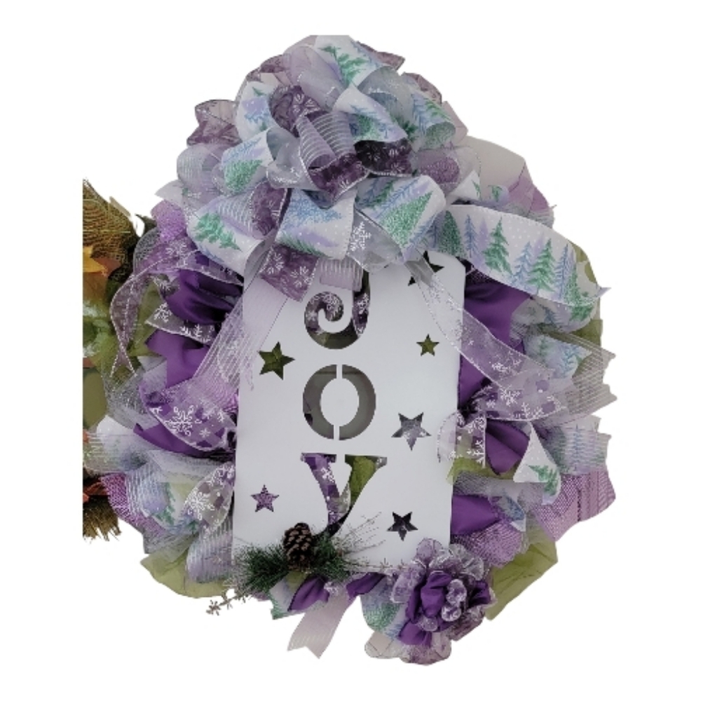 Festive Purple and Green Holiday Wreath